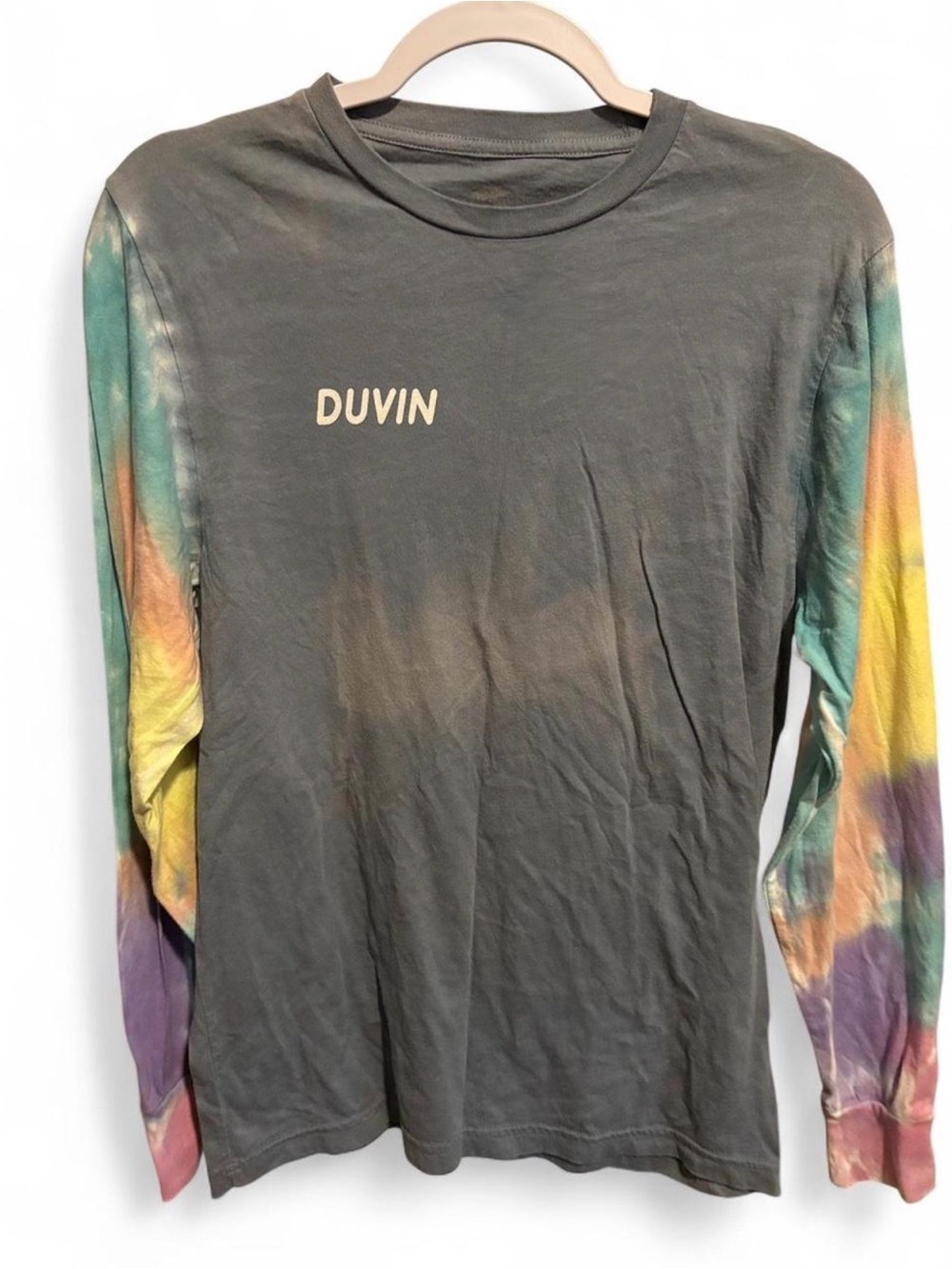 Duvin Men's Long Sleeve Tie-Dye Sleeve Tee - Slate Blue
